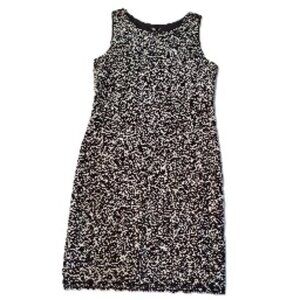 NWT * Y2K Black & White Lace Knit Party Dress Glitzy Sparkly Fitted Knee Length